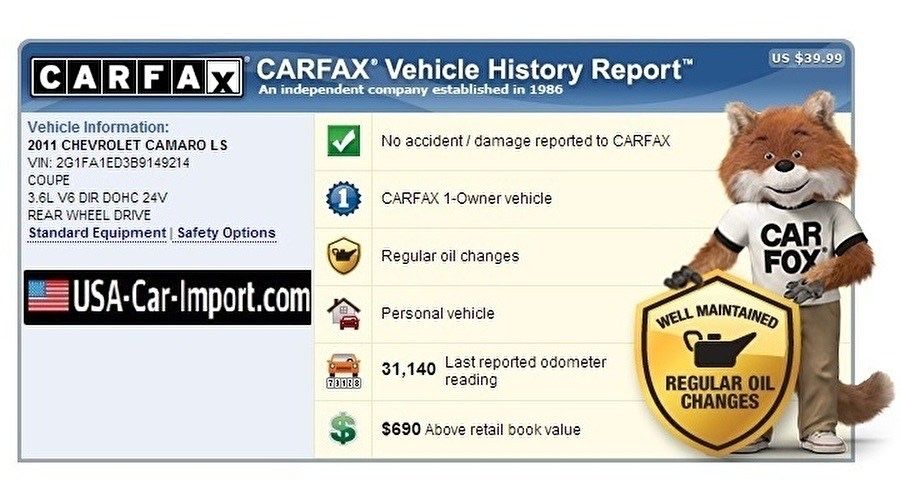 CARFAX,AUTOCHECK репорт, дилърски лист с екстри на автомобила