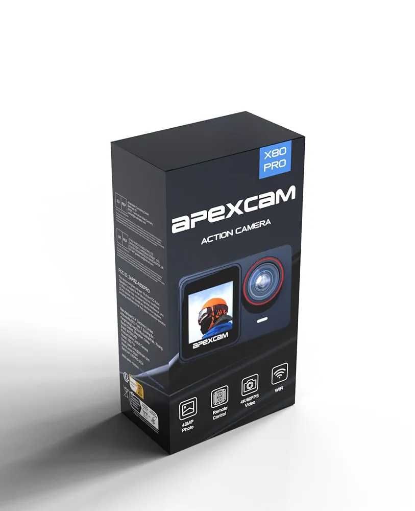 Екшан камера Apexcam X60 Pro, 4K, 60FPS, 2" LCD, Wi-Fi