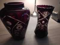 Set de vaze din cristal rubiniu anii 1980-1990