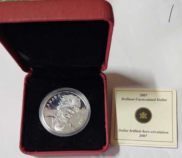 Dollar Canadian din Argint de Colectie- ban de argint  2007