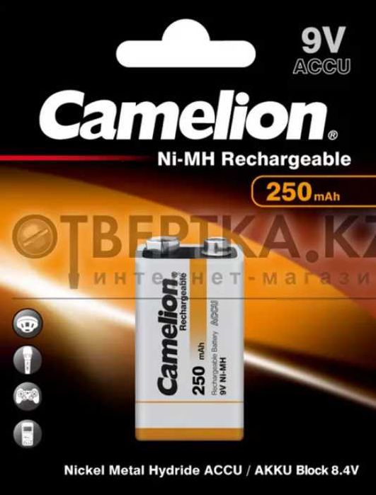 Аккумуляторная батарейка CAMELION Rechargeable Ni-MH NH-9V250 (крона)