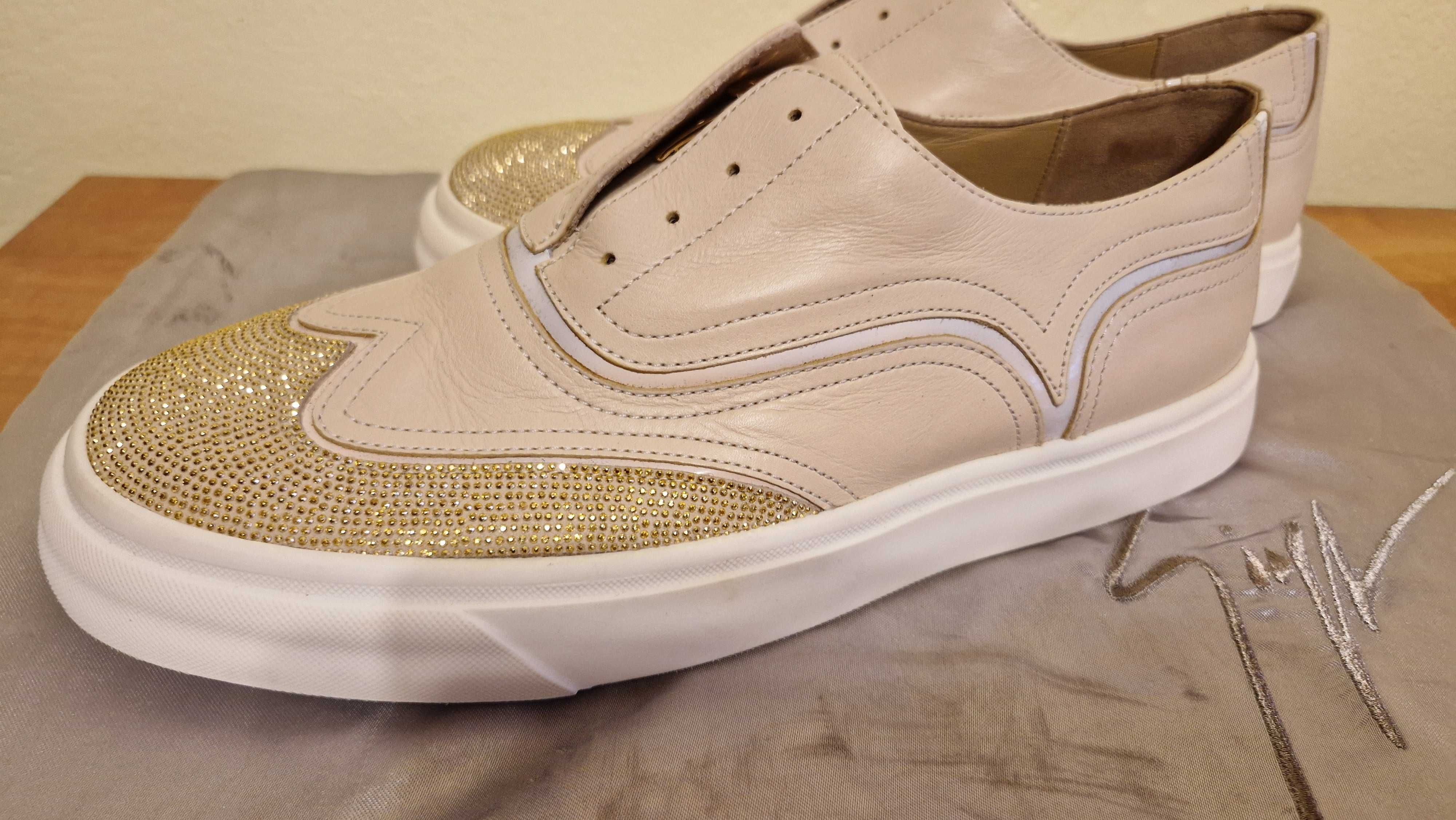 Pantofi Zanotti Beige Leather Slip On Women's 39