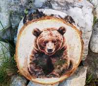 Tablou pe lemn de mesteacăn Ursul