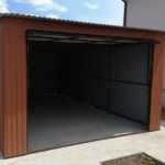 Garaj metalic 3,5 m x 6 m cu acoperiș cu panta în spate