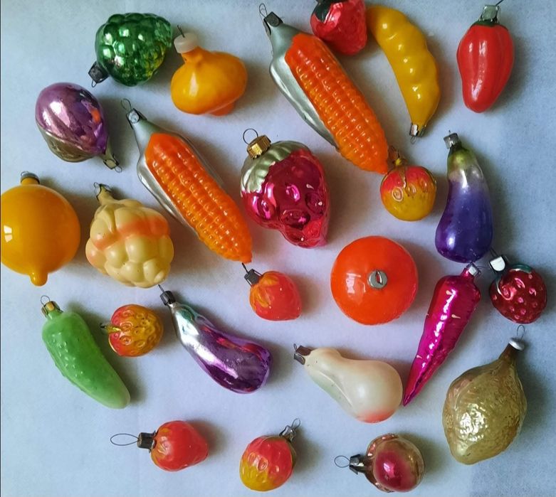 Елочные игрушки Ссср  колокольчики  шишки фрукты