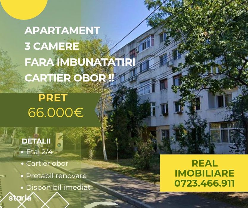 Apartament 3 camere Str. Visinului !