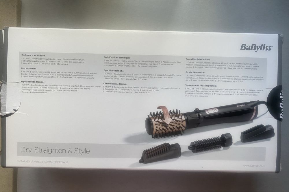 Perie rotativă Ionic Airbrush 1000W + 4 accesorii AS200ROE BaByliss