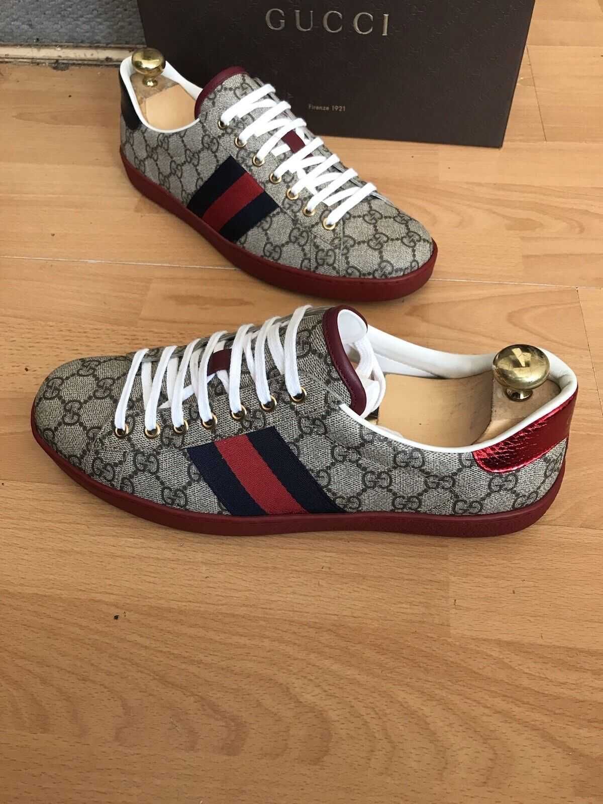 Мъжки кецове GUCCI GG Ace Supreme Red Print Canvas Гучи размер 45