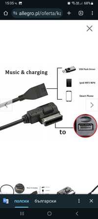 AMI MMI USB адаптерен кабел за AUDI A3, A4,S4,A5,S5,A6,S6,А7,А8,Q5,Q7,