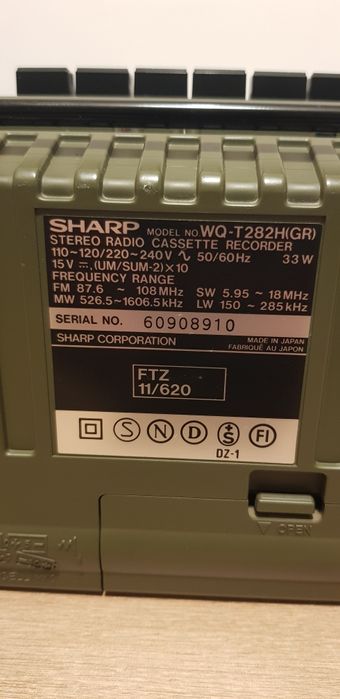 Radio casetofon Sharp WQ-T282H(GR) dublucasetofon Twin Mechanism