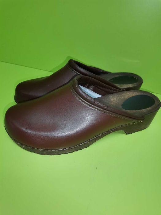 Saboți vintage unisex piele naturala și talpa din material lemnos m 41