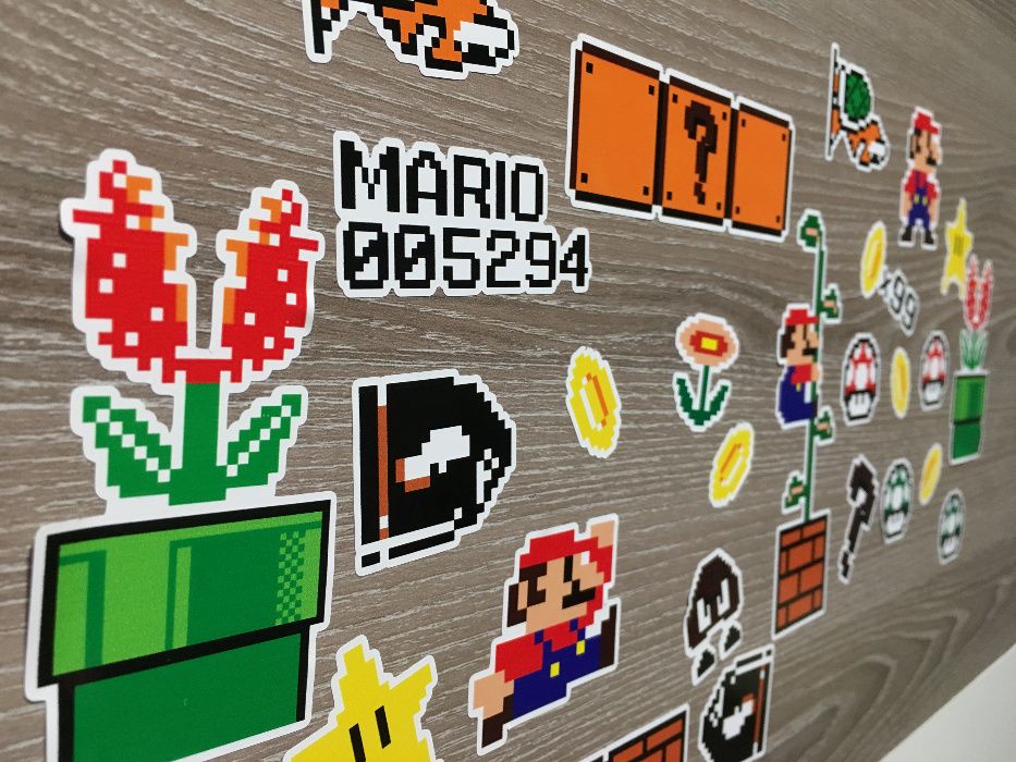 25 стикера "Mario" "Марио" Скейт Байк Лаптоп Телефон Stikeri Супер