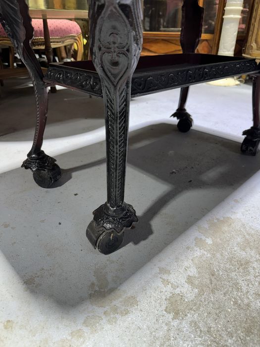 Gheridon empire din metal cu blat de lemn