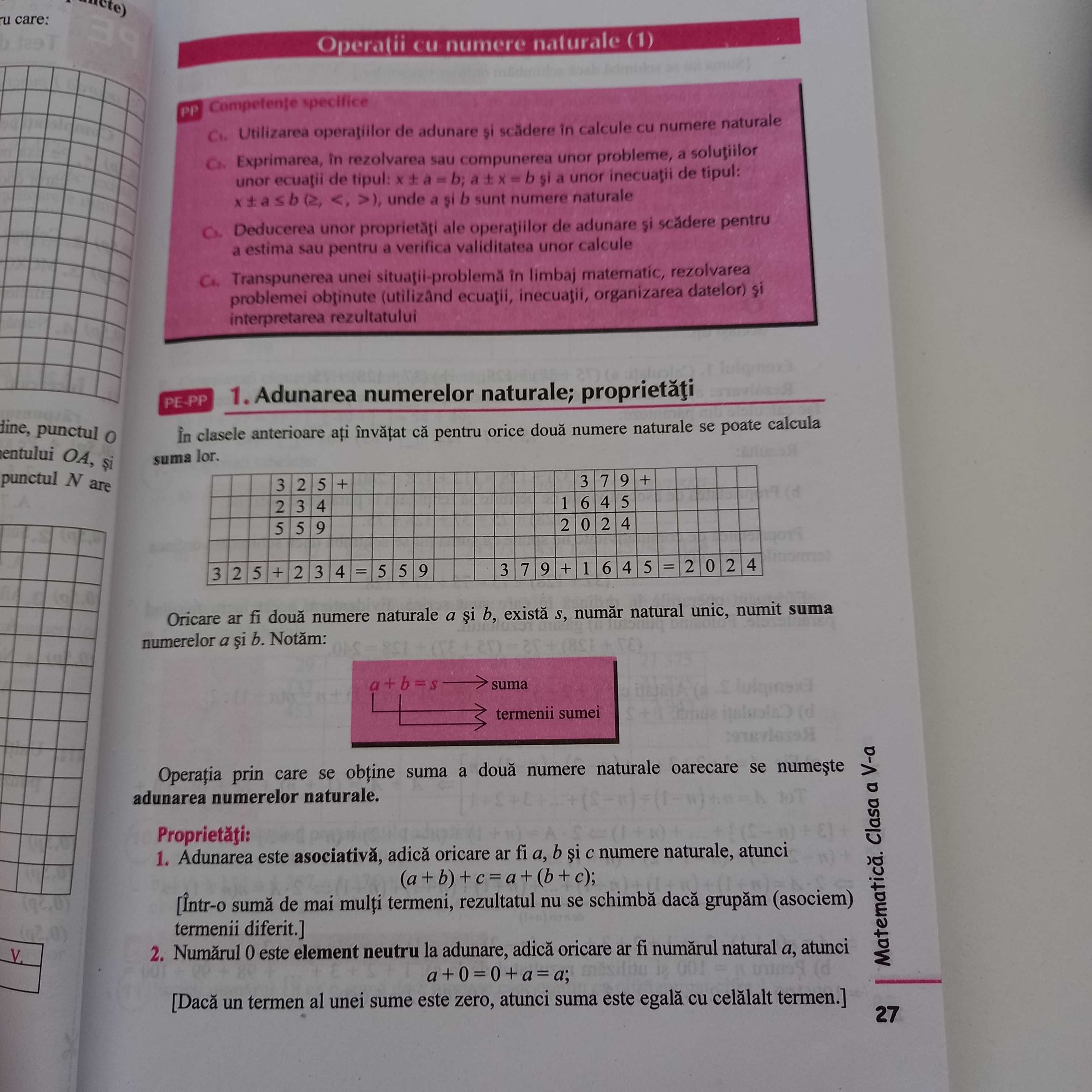 Matematica. Aritmetica, algebra, geometrie, clasa aVa. Partea I