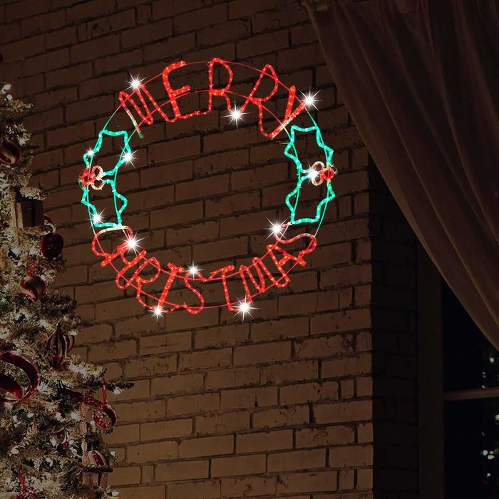 Лед Led светлинен надпис кръгла Весела коледа Merry Christmas