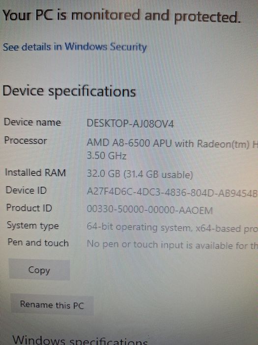 Desktop PC AMD A8 6500