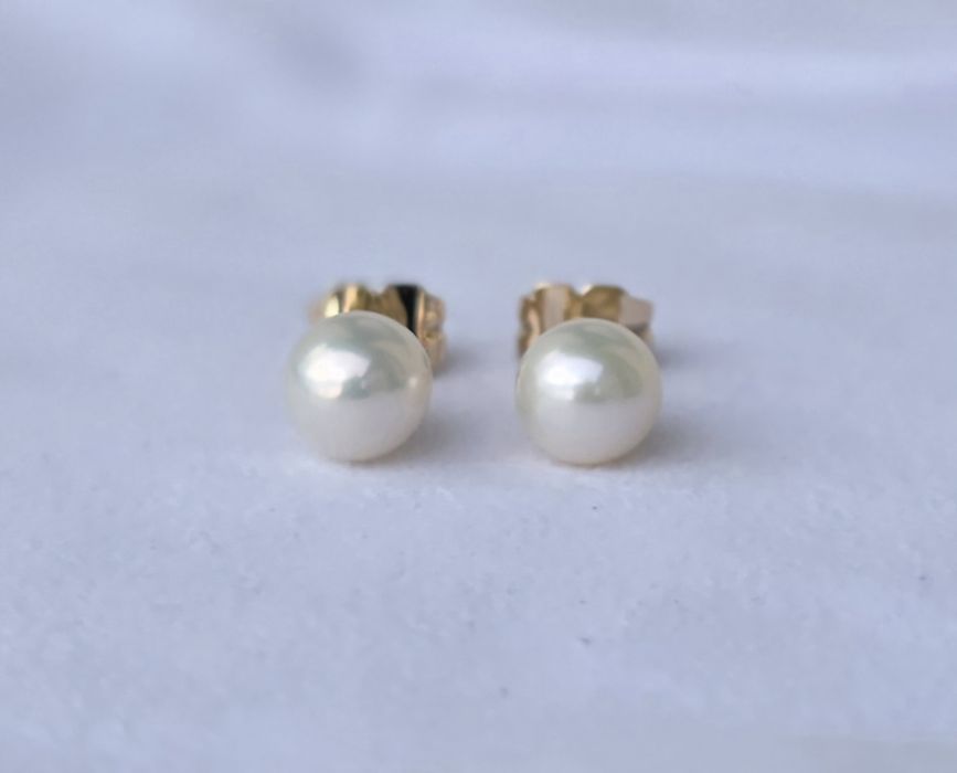 Cercei din aur galben 14k cu perle de cultură