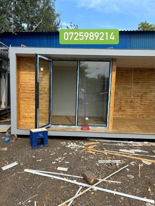 Container premium cu riflaj de lemn container tip terasa spalatori aut