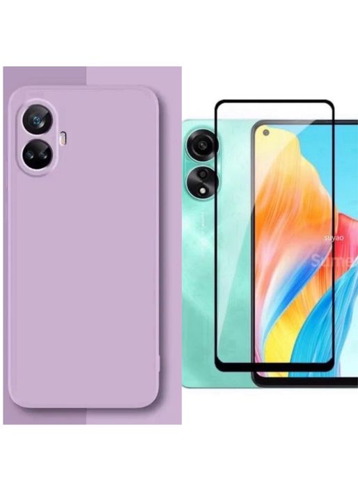 Husa Soft Liquid Catifea si Folie Sticla OPPO A38/A58/A78/A98/A79/A59