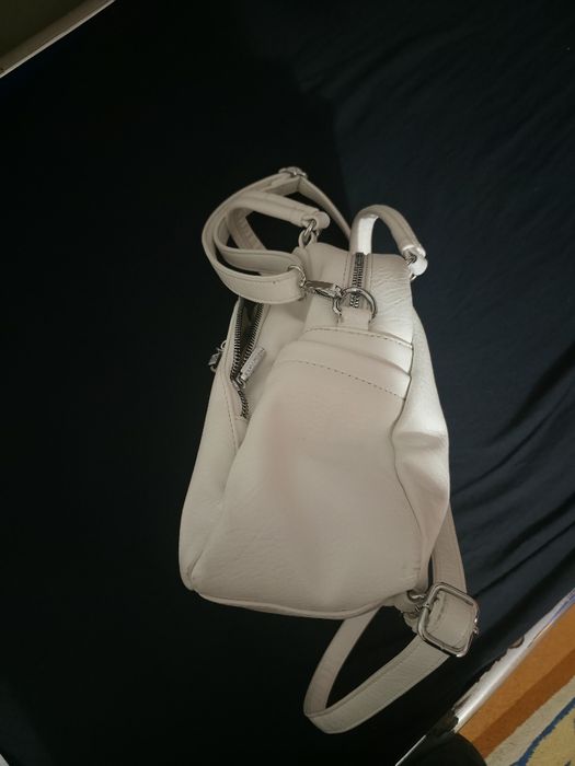 Geantă damă Silvia Rosa, albă, piele ecologică, spațioasă