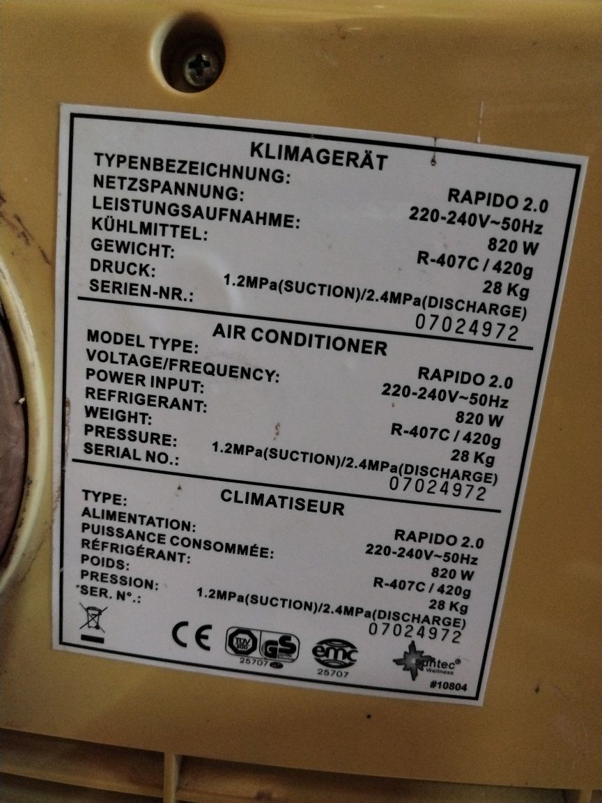 Мобилен климатик с въздухоотвод SUNTEC 10000BTU 820W 
SUNTEC RAPIDO 10