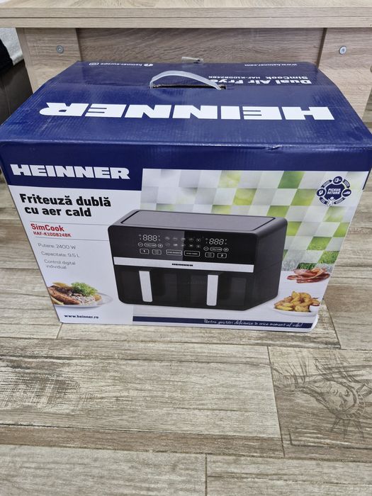 Friteuza dubla cu aer cald Heinner SimCook HAF-K10DB24BK, 2400W