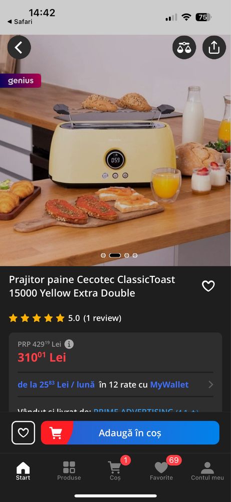 Prajitor paine Cecotec ClassicToast 15000 Blue Extra double Sigilat!