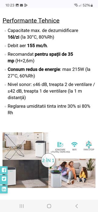 Vand dezumidificator Alecoir D16 purify impecabil in garantie