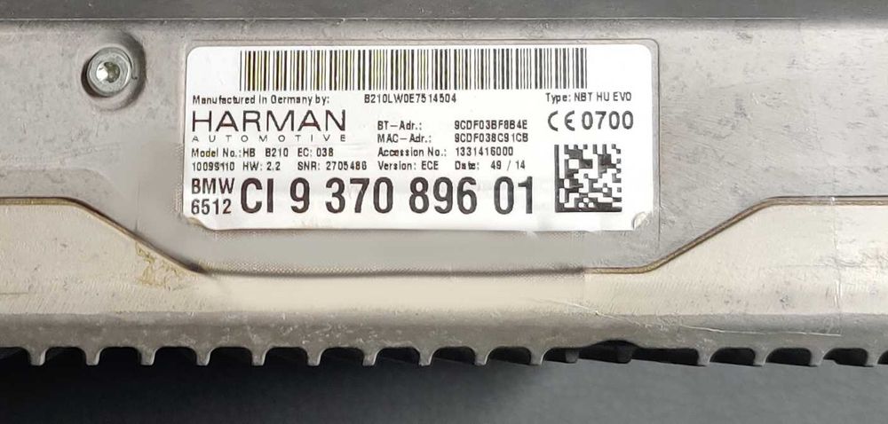 Navigatie BMW NBT EVO B210 HW 2.2 APIX 2, FM, DAB, 4GB - G Series