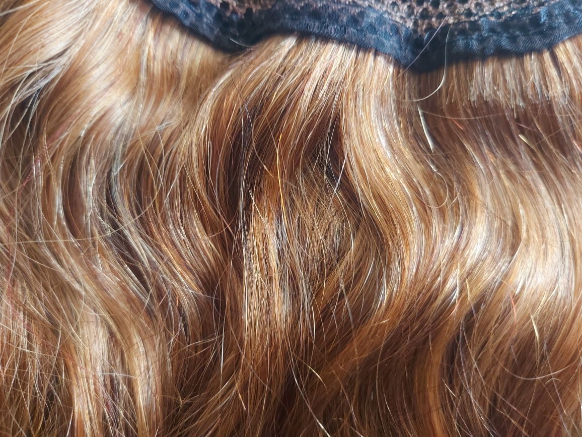 Ръчно изработена  естествена коса 230гр ,65см в обща плетена треса