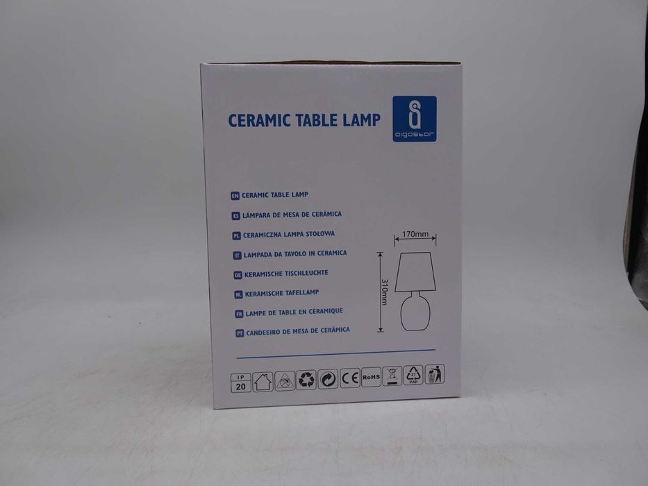 Lampa de birou, ceramica, alb , dimensiuni 17x17x31cm