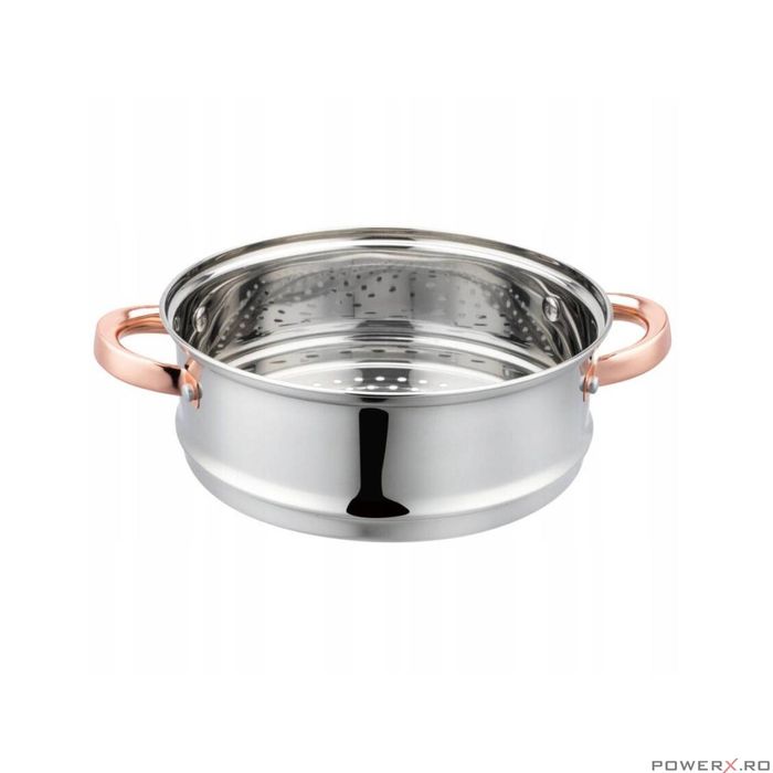 Set de 3 piese, oala pentru fiert cu abur, inox, diametru 22 cm,