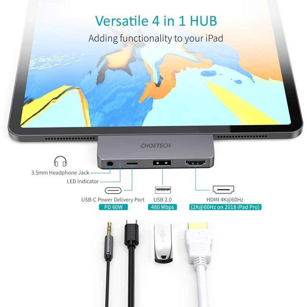 CHOETECH 4in1 USB-C to HDMI Multi Adapter Мултифункционален хъб