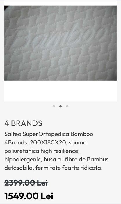 Saltea superortopedica bamboo 180x200 4BRANDS