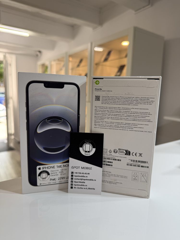  iPhone 16E NOU sigilat 128 gb black , 100% ! Garantie 12 luni