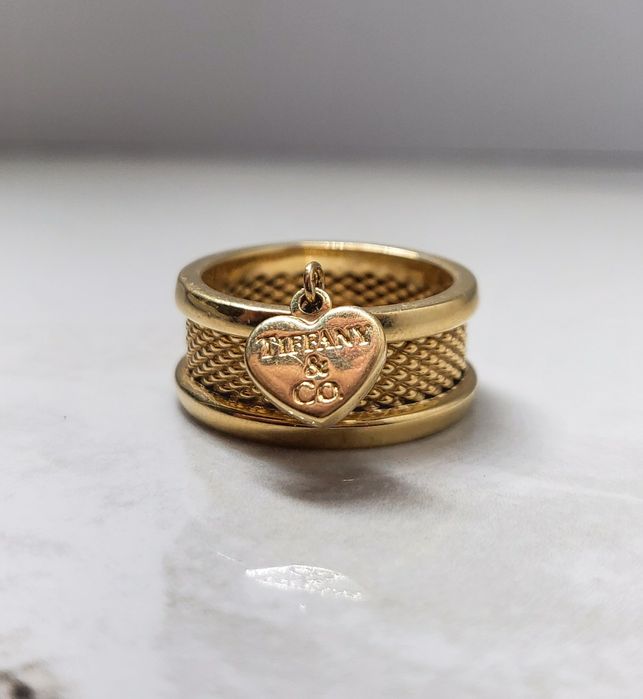 Inel din aur de 14K model Tiffany cu inimă – mărimea 65, gramaj 5,27 g