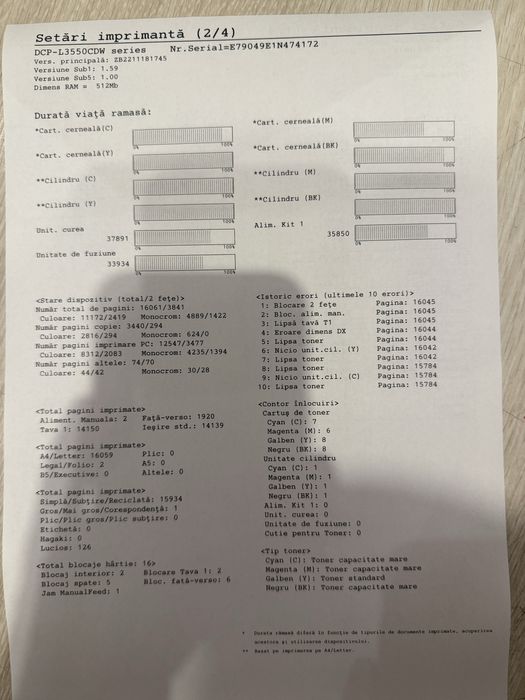 Imprimanta brother l3550 cdw wifi toner multifunctionala