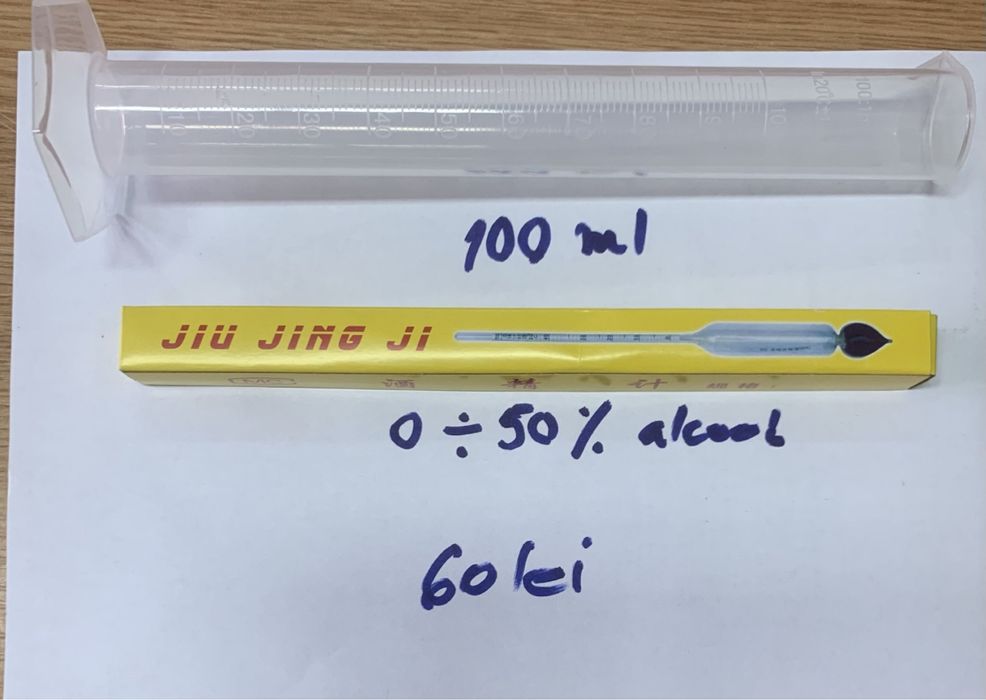 Trusa profesionala alcoolmetre 0-40, 40-70, 70-100% cu eprubeta