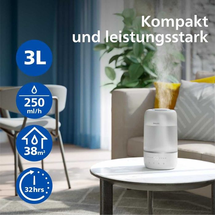 Умен овлажнител за въздух Philips, високочестотна мъгла, ароматерапия