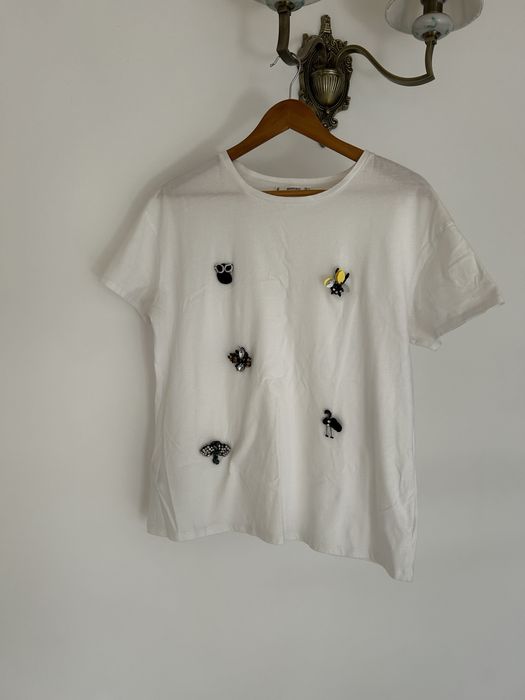 Tricou din bumbac cu aplicatii Mango