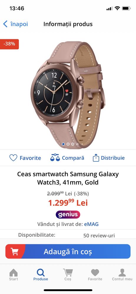 Smartwatch Samsung Galaxy Watch 3 Mystic Bronze