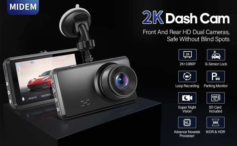 Видео регистратор/ Даш камера Full HD WDR S7 с задна камера и карта64