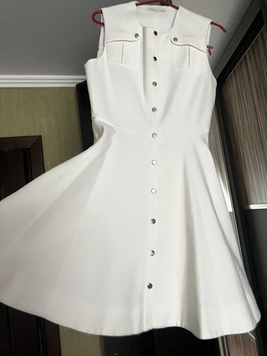 Платье коктельное Maje, хлопковое, Rimelli, белое, XS-S