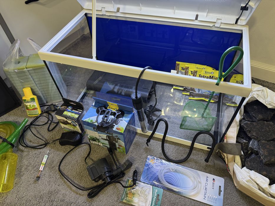 Acvariu Led, 60 x 30 x 34 cm, alb, echipat complet