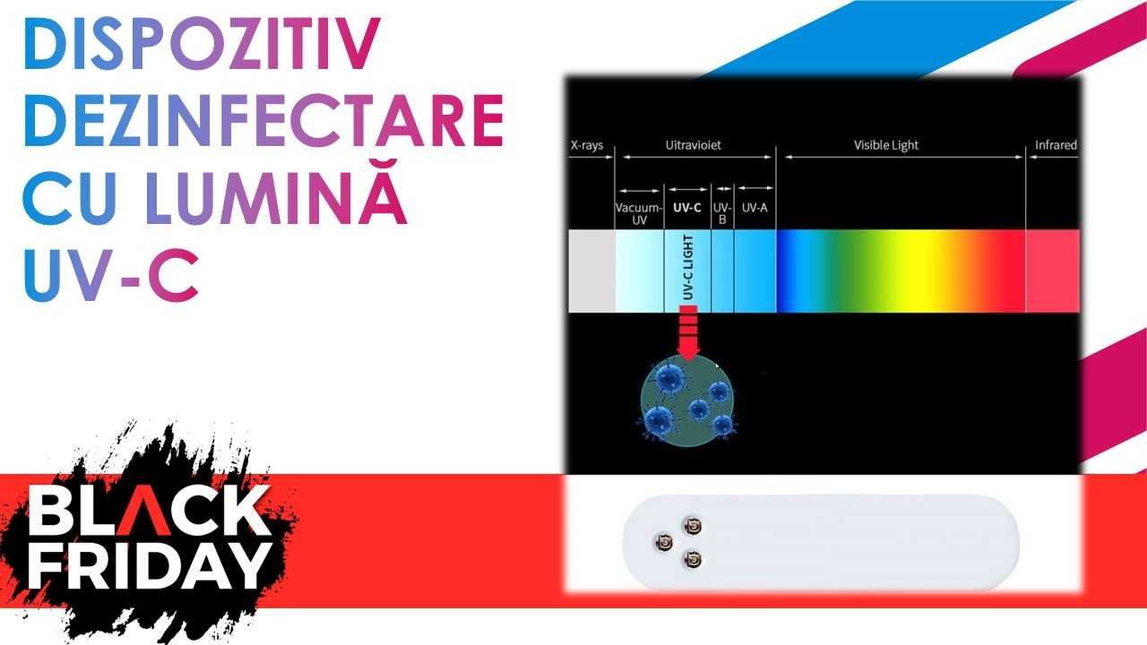 DISPOZITIV DEZINFECTARE LUMINĂ UV-C (pt.Smartphone,masca,chei,bani)