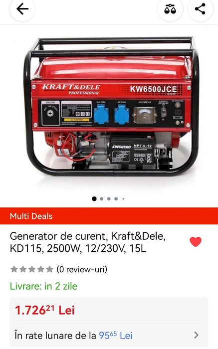 Generator Electric Curent KRAFT&DELE, Nou. 25Km de Ploiești.