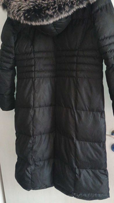 Дамско зимно дълго черно яке