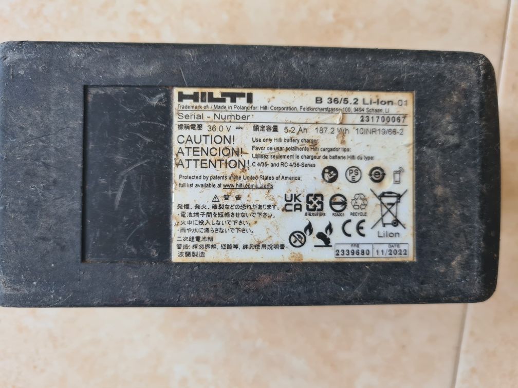 Hilti B22-170/22V/8Ah nuron, B36/5,2 Ah , B22/2,6 Ah