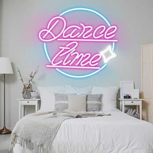 Нов Розов Dance Time Неон за Спалня Студио Бар USB Осветление Led 36см