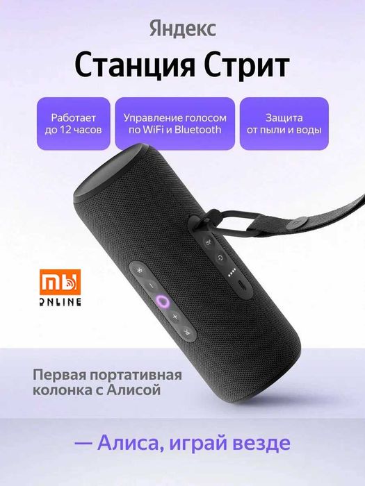 Умная колонка Яндекс Станция Стрит с Алисой, 30 Вт (черный)